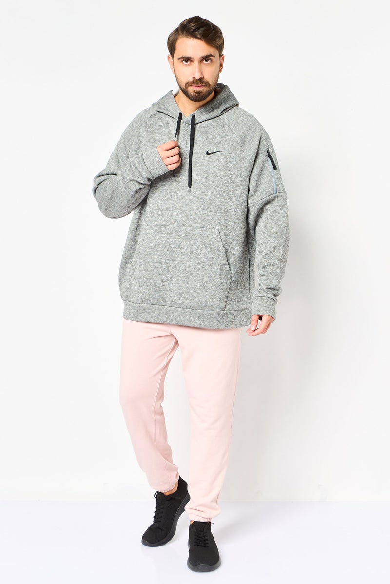 Nike هودي تدريب بأكمام طويلة للرجال بتقنية ثيرما فيت، رمادي - Image 4